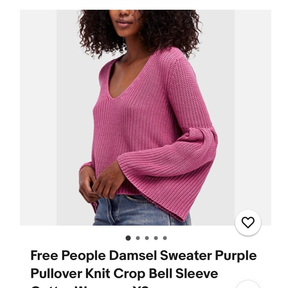 Free People Sweater Women M Purple Damsel Pullover Knit Bell Sleeve OB706497